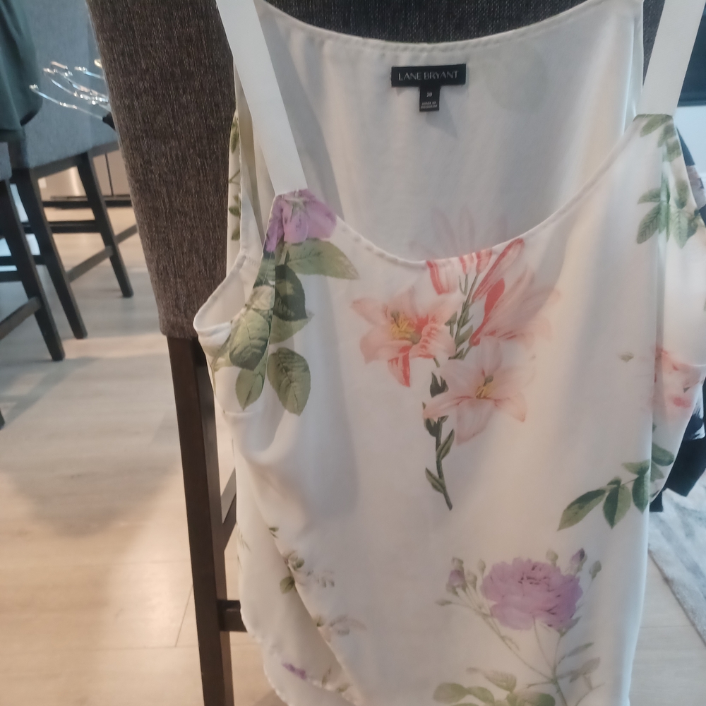 Lane Bryant Floral Camisole - White and Pink